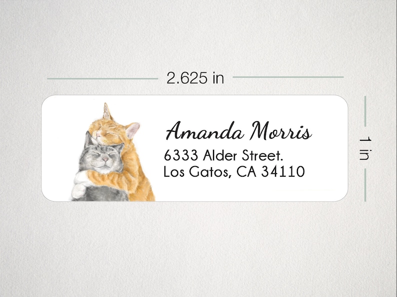 Cuddling Cat Personalized Address Labels for Envelopes, 120 Stickers, Self-adhesive, Wedding Gift For Cat Couples, Wedding Return Address image 5