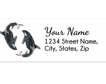 Personalized Whale Return Address Label Stickers, 120 pieces, Coastal Beach Theme, Ocean Animal, Gifts for Women, Tranquil Stationary