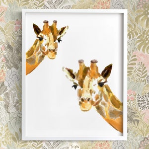 Giraffe Art Print - Safari Wall Art - Baby Shower Gift - Nursery Baby Room - Boho Minimalist Watercolor Painting