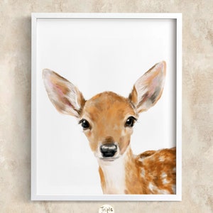 Woodland Nursery Decor, Deer Art Print, Fawn Animals Art Print Set, Baby Forest Room Wall Art, Nursery Cute Mama Deer, New Mom Gift