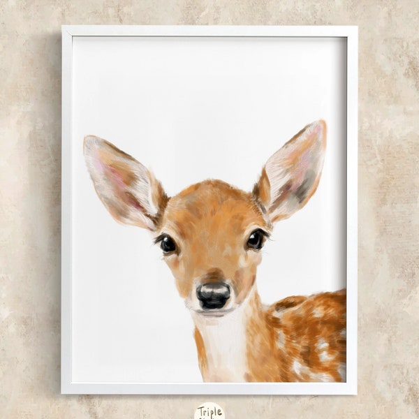 Woodland Nursery Decor, Deer Art Print, Fawn Animals Art Print Set, Baby Forest Room Wall Art, Nursery Cute Mama Deer, New Mom Gift