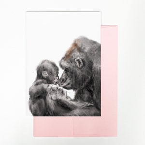 Carte maman et bébé gorille - meilleure maman de tous les temps, enceinte, nouveau-né, félicitations grossesse, meilleur cadeau de maman, douche de bébé océan neutre entre les sexes