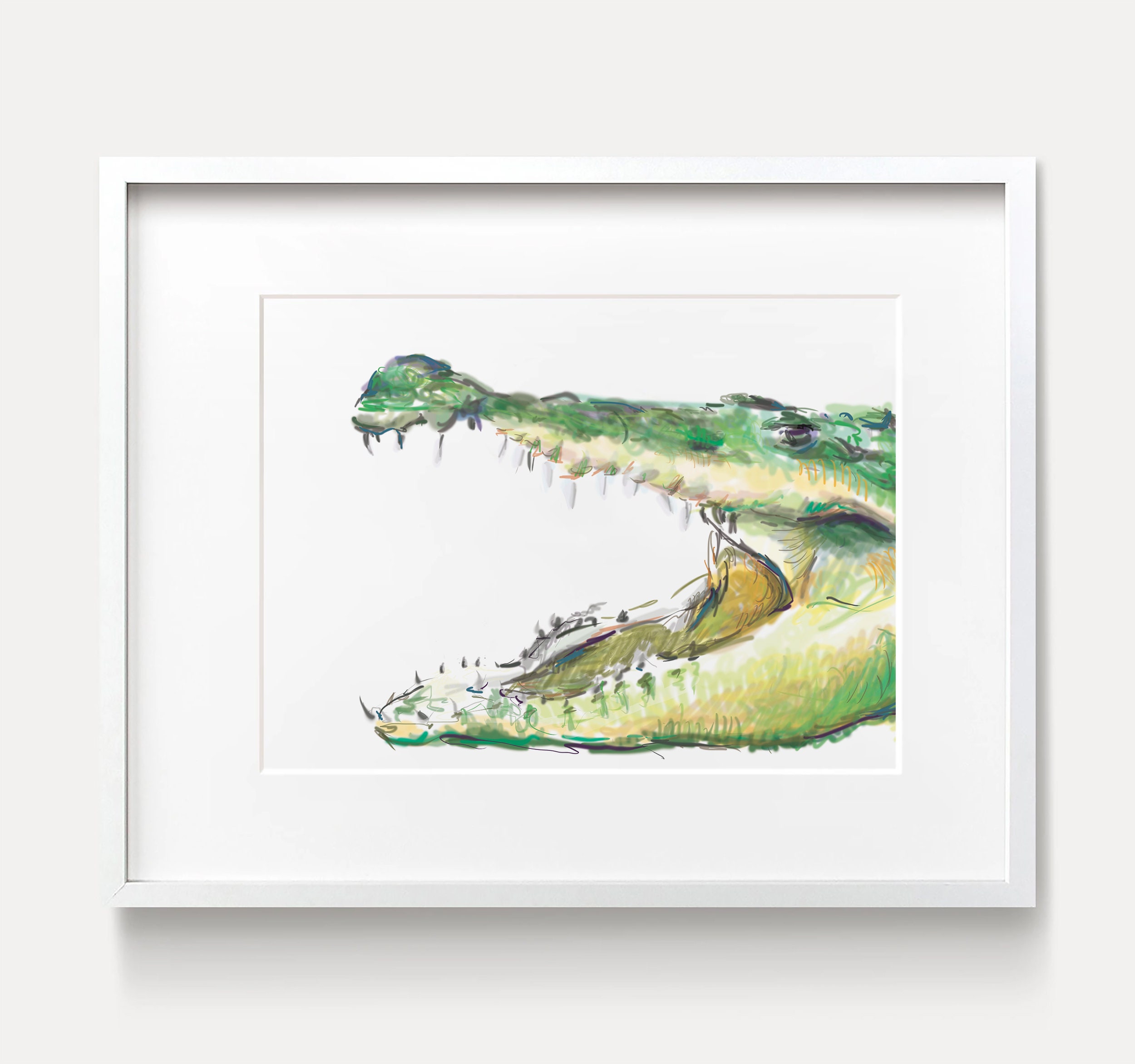 ワニの保育園アート - ワニの水彩画 - サファリグリーンの壁