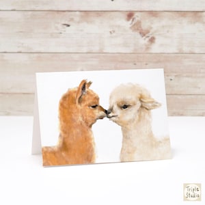 Alpaca Love Card - Anniversary gift, valentines poster, llama wall decor nursery, gift for wife, wedding, gift for her, friendship