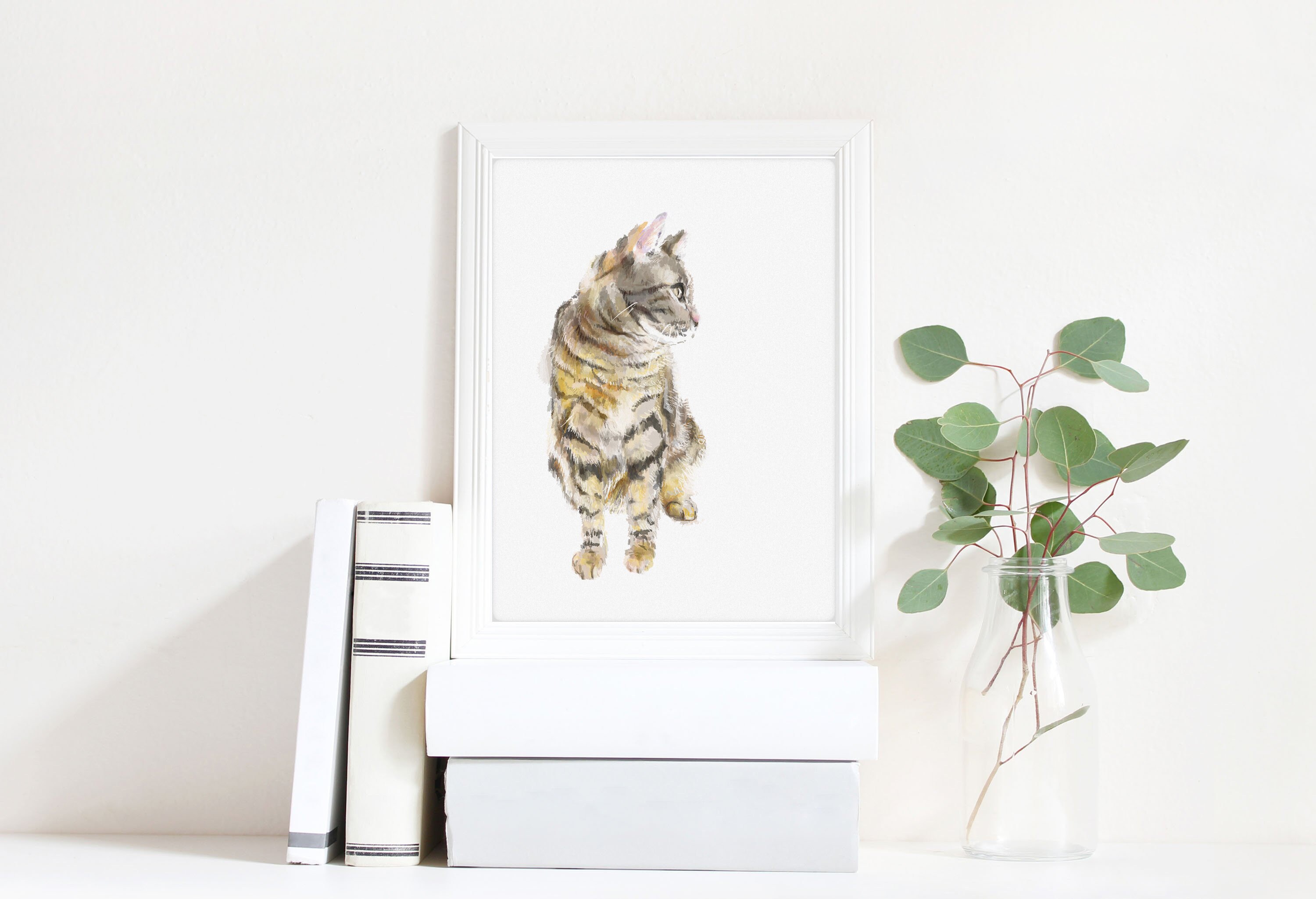 Gray Tabby Cat Painting cat wall art tabby cat painting cat Etsy