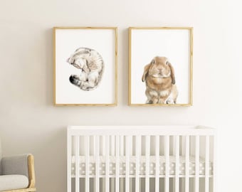 Mix and Match - Choose any 2 animal art prints / Nursery Arts / Print Sets / Baby Art / Watercolor Painting / Home Decor / On Sale