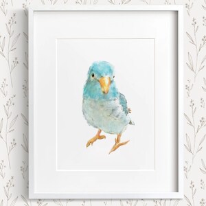 Blue Turquoise Love Bird Print, Bird Decor, Nursery Art, Nursery Decor, Bird Watercolor Print, Cute Baby Decor