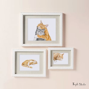 Cat Print Orange Tabby Ginger Cat Painting, Home Wall Decor, Watercolor Art, Crazy Cat Lady, Cat Lover Gift, Minimal image 6