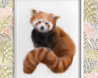 Red Panda Art Print, Original Watercolor Painting, Nursery Art, Kids Room Art, Nursery Decor, Baby Animal Prints, Nursery Wall Art, Woodland