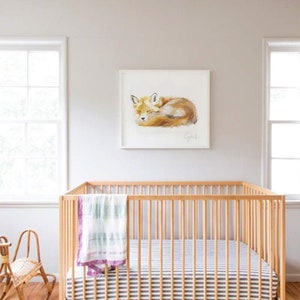 Fox Art Print, Boho Wall Decor, Woodland Animals, Nursery Minimalist Baby Room, Earth Tone Monochromatic, Modern Gender Neutral image 3