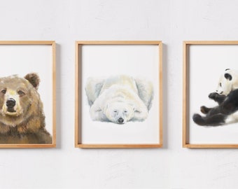 Mix and Match - Choose any 3 animal art prints / Nursery Arts / Print Sets / Baby Art / Animal Art / Watercolor Painting / Home Decor