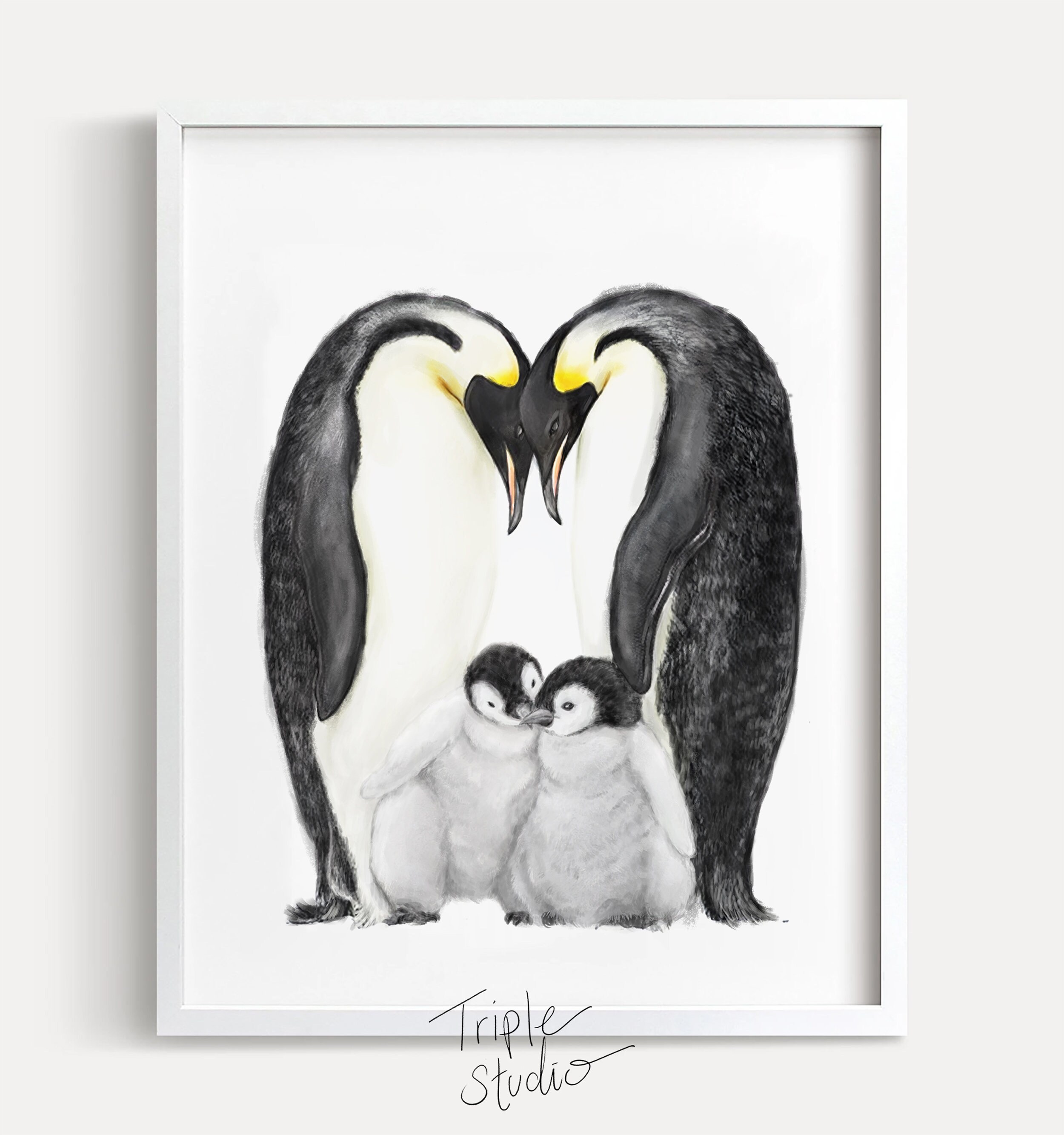 CREART kit artistico FAMIGLIA DI PINGUINI ravensburger 15 COLORI con cornice PENGUINS età 9