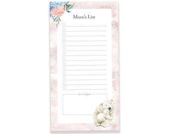 Mom's To-Do List Notepad -  Mothers Day Gift, Gifts For Mom,  New Mom Grocery Shopping | Watercolor Baby Animal | Organize, Daily Planner