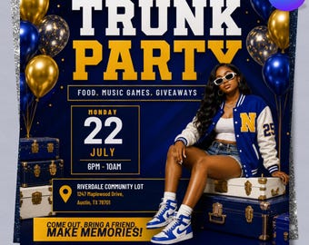 Trunk Party Flyer, Farewell Party Invite, DIY Trunk Party Flyer, Graduation Party Invitation, College Send Off Invitation, Canva Editable