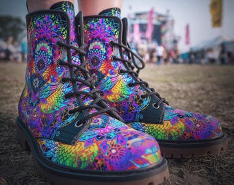 Inner Flight Spirit Boots – Women’s Combat Boots (Vegan Leather) – Lace Up Chunky Ankle Boots