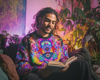 Inner Flight Stillpoint Sweatshirt – 100% Cotton Hippie Shirt, Trippy Burning Man Clothing Festival Outfit, Hippie Style Rave Shirt