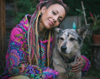 100% Cotton Radiant Bloom Sanctum Hoodie – Psychdelic Hippy Styles Hippie Apparel - Trippy Third Eye Rave Hoodie