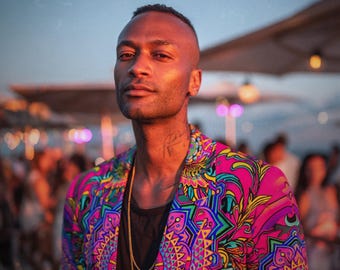 Radiant Bloom Wayfarer Mens Blazer - 100% Cotton