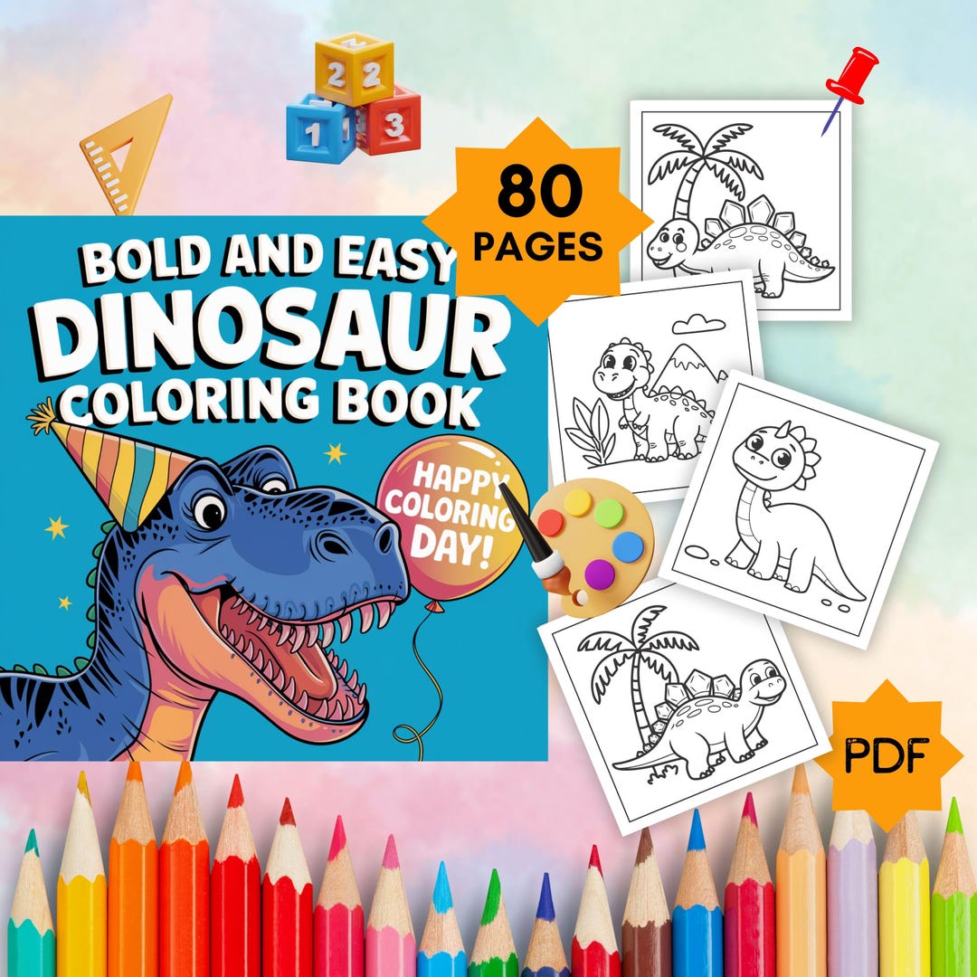 Dinosaur Coloring Pages for Kids and Toddlers (PDF Download) - Etsy