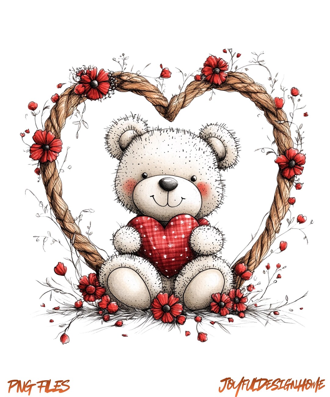 Valentine Teddy Bear Clipart PNG Bundle, Cute Love Bear PNG, Romantic ...