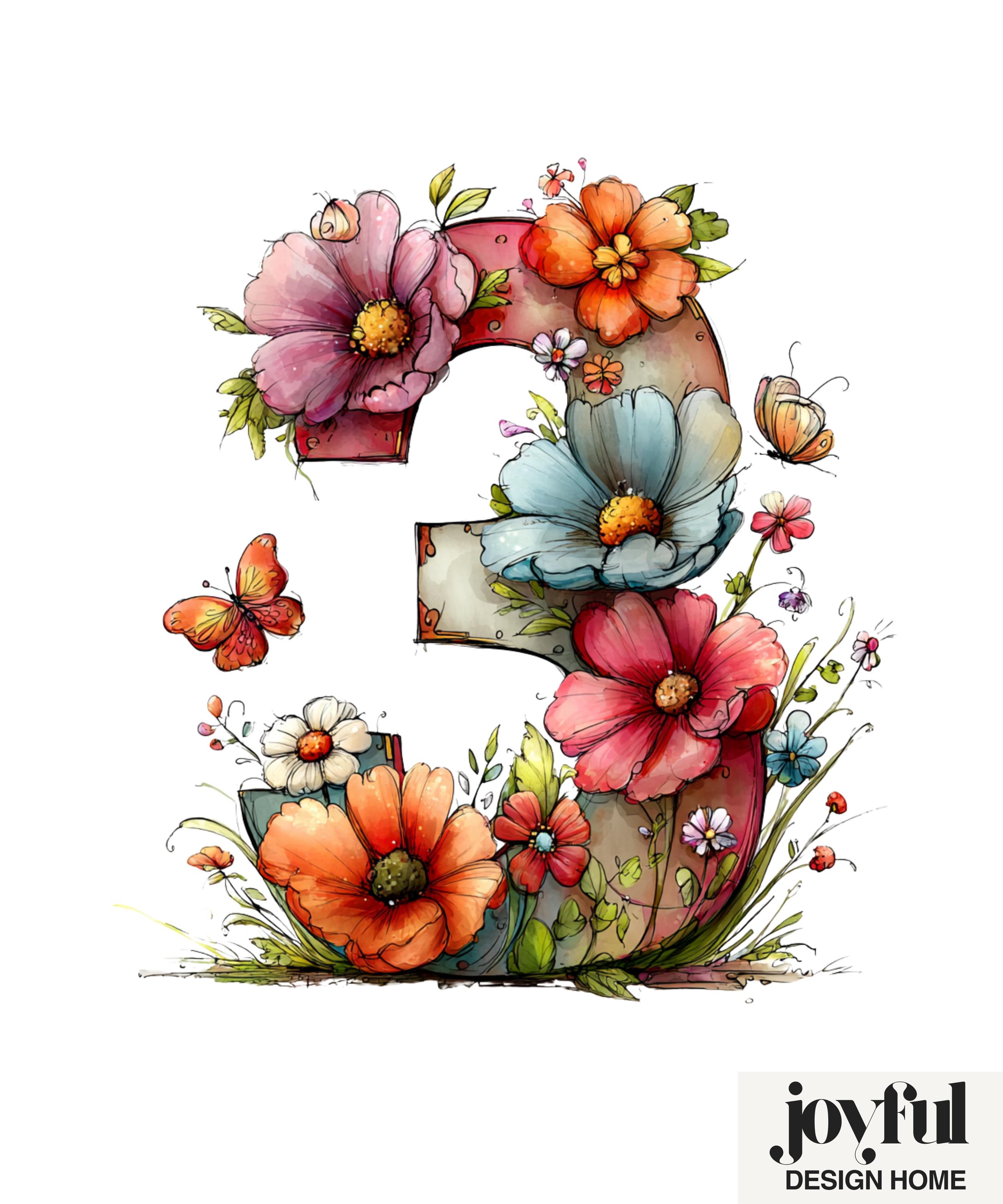 Floral Alphabet PNG Bundle: Watercolor Letters Clipart Graphics ...
