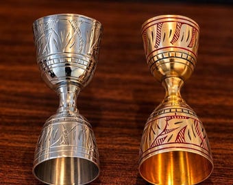 Personalized Father Day Gift for Dad, Pure Brass Cocktail Jigger, Custom Whiskey Lover Gift, Best Dad Ever Bar Tool, Gift From Son Daughter