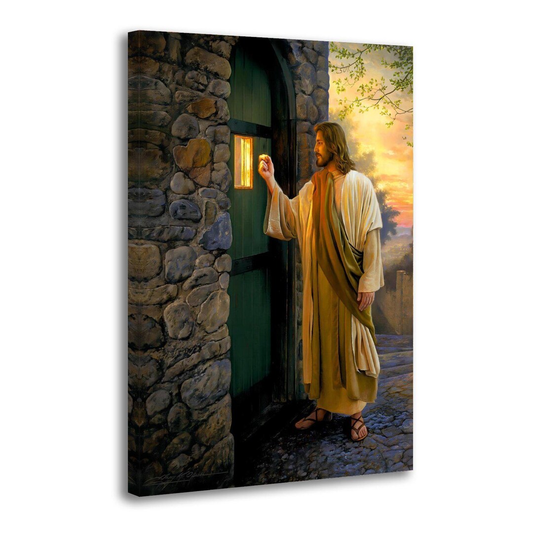 Jesus Christ Knocking at the Door to Your Heart Painting Canvas Gift ...