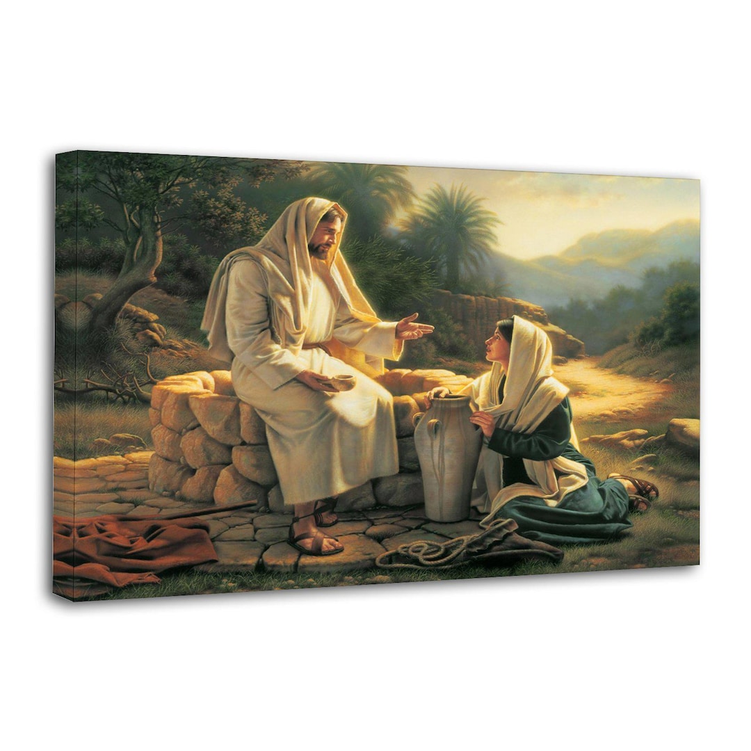Jesus Christ Talks With a Samaritan Woman Painting Canvas Gift Living ...