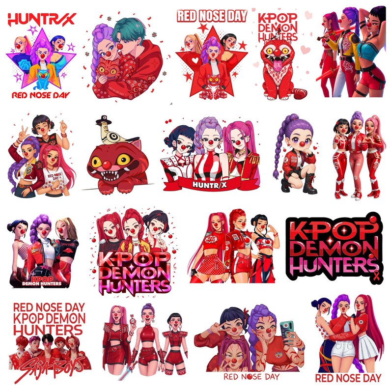 K-pop Red Nose Day PNG Bundle, T-shirts Stickers Crafts, Digital ...