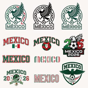 12 Mexico Soccer Logo SVG Png, Soccer svg, Mexican Soccer, Futbol SVG Layered Vector Files, Great for TShirts, Cricut cut files, Dxf,Eps
