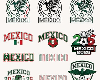 12 Mexico Soccer Logo SVG Png, Soccer svg, Mexican Soccer, Futbol SVG Layered Vector Files, Great for TShirts, Cricut cut files, Dxf,Eps