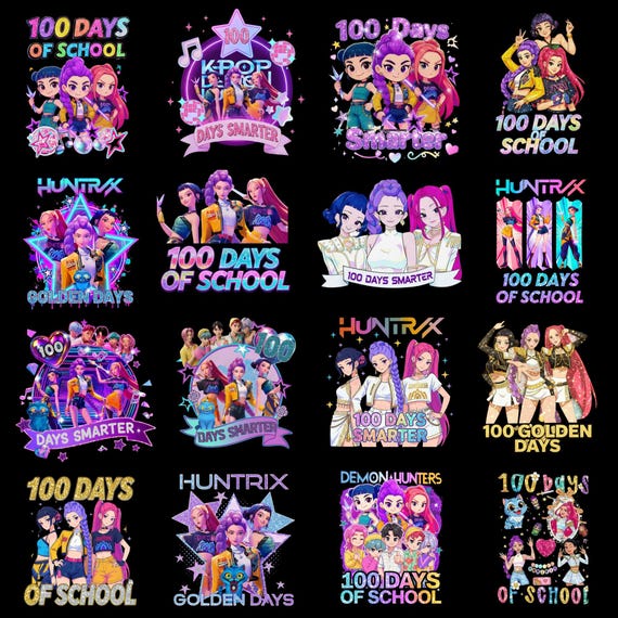 100 Golden Days K Pop Png Bundle, 100 days of School K Pop Png, 100 days Demon Hunters Png, Kpop Idol Group Shirt, Saja Boys Girls Bands Png