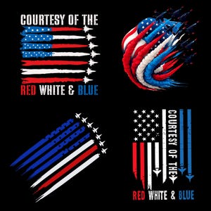 Patriotic Red White Blue PNG,Fighter Jets 4th of July Sublimation, USA Flag Independence Day Design, Courtesy Of The Red White And Blue Svg,