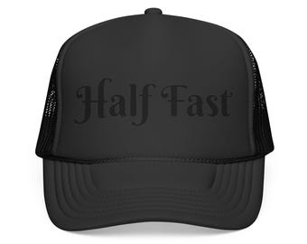Gorra de camionero Half Fast / Gorra de malla con texto retro