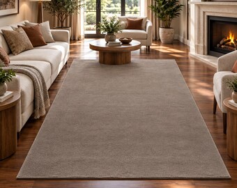 Hand Tufted Wool Rug, Solid Taupe Greige Rug, Plain Neutral Area Rug, Modern Minimalist Living Room Rug, Custom Size Rug