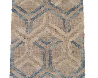 Alfombra de yute tejida a mano, alfombra geométrica costera de fibra natural, alfombra para sala de estar o dormitorio, decoración bohemia ecológica, hecha a mano.