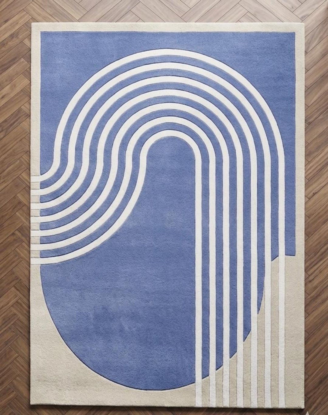 Abstract Blue Rug Pattern Modern Blue Abstract Hand Tufted Rug, Scandinavian, Contemporary ...
