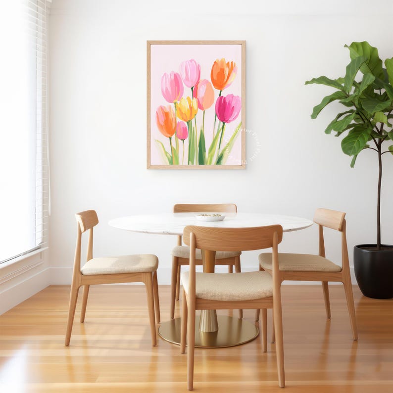 Bright Floral Printable Tulip Bouquet - Cheerful Spring Wall Art ...
