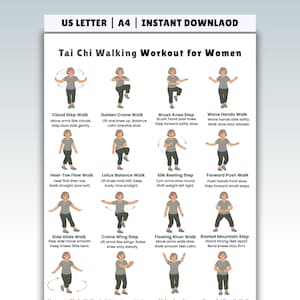 Women Tai Chi Walking Workout, Seniors Tai Chi Walking, Chart Tai Chi Walking, Seniors Tai Chi Exercises for Printable, Exercise Pdf