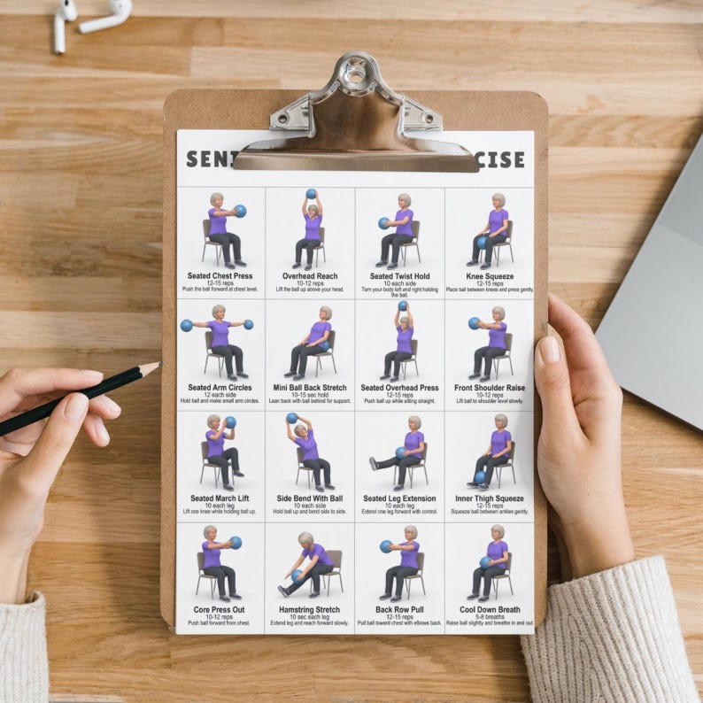 Senior Mini Ball Exercise Routine | 16 Seated Mini Ball Exercises for ...