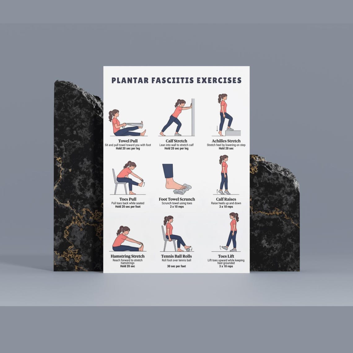 Plantar Fasciitis Exercises | Printable Foot and Heel Stretching ...
