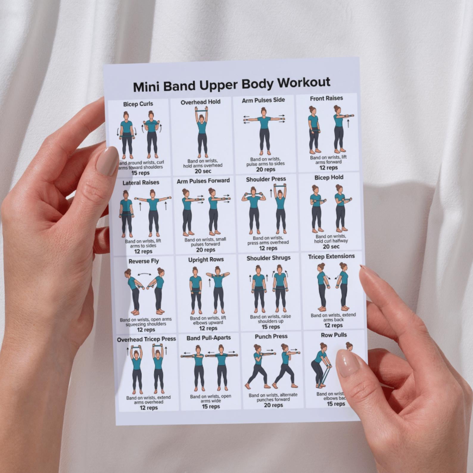 Mini Band Upper Body Workout Printable PDF, Home Fitness Routine Poster ...