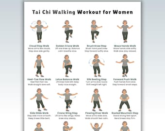 Women Tai Chi Walking Workout, Seniors Tai Chi Walking, Chart Tai Chi Walking, Seniors Tai Chi Exercises for Printable, Exercise Pdf