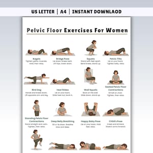 Tableau d'exercices de Kegel pour femmes PDF imprimable | Poster d'entraînement du plancher pelvien | Téléchargement PDF