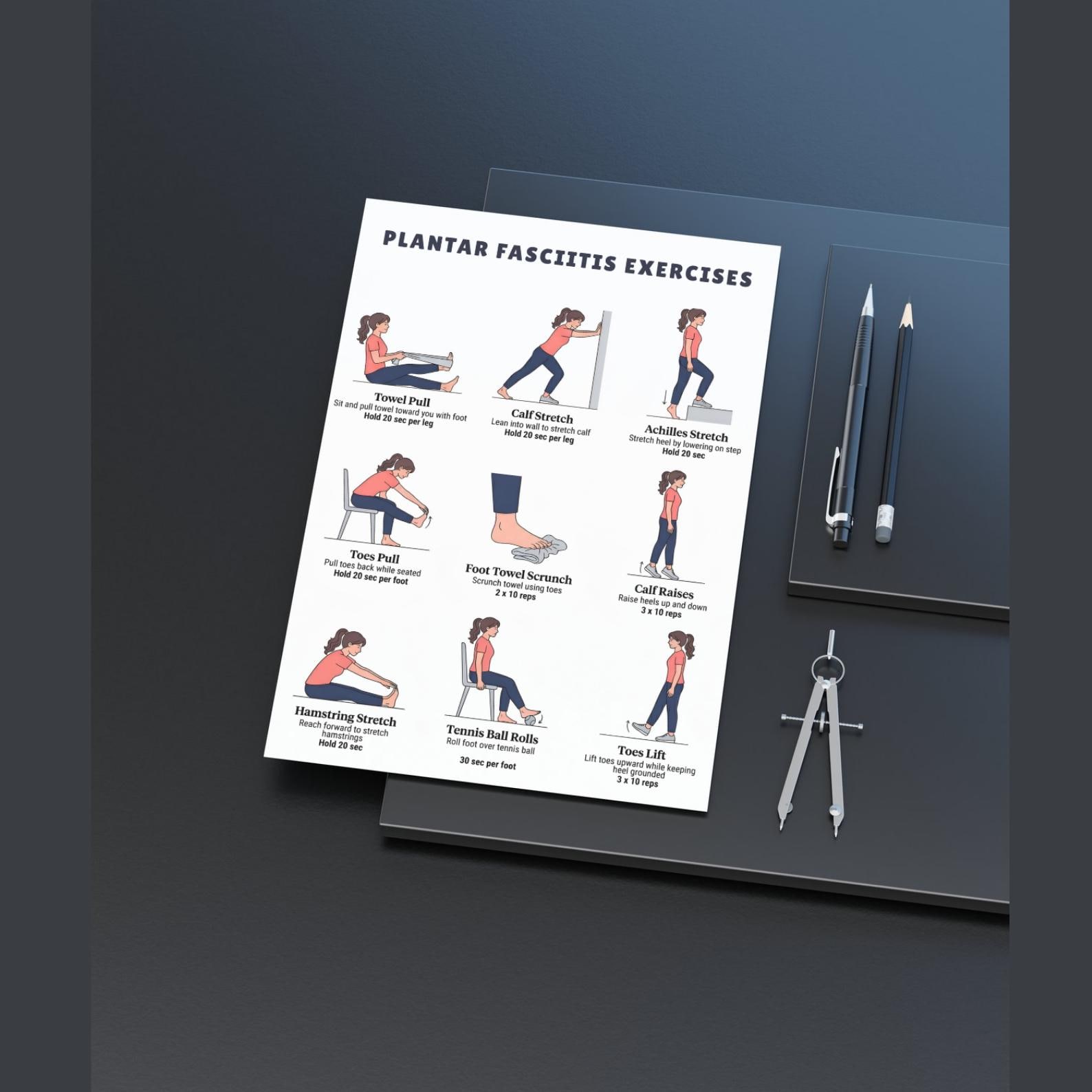 Plantar Fasciitis Exercises | Printable Foot and Heel Stretching