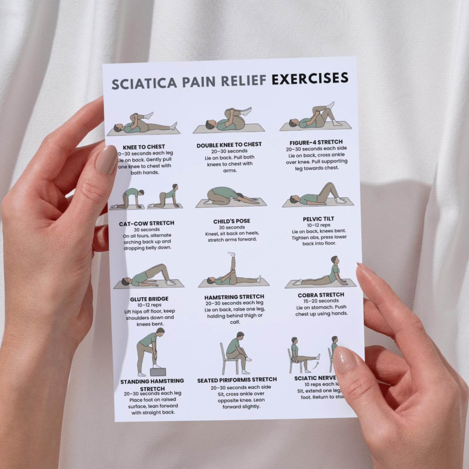 Sciatica Pain Relief Exercises Printable PDF , Sciatic Nerve Mobility ...