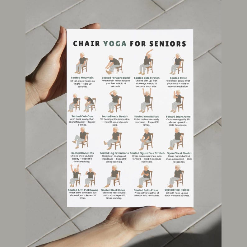 Chair Yoga for Seniors – Chair Workout Routine ,printable Seated Yoga