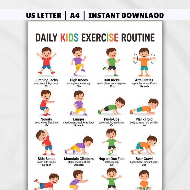 Calm Down & Stretch for Kids Printable – 16 Mindful Breathing Stretch ...