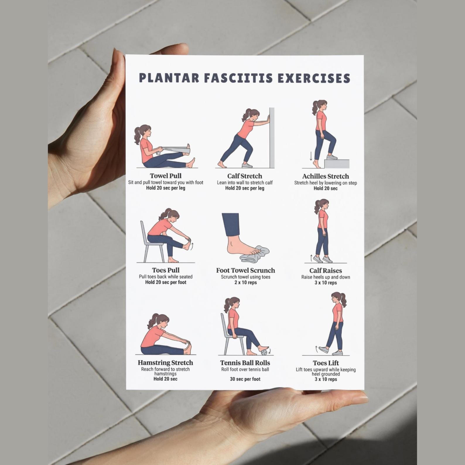 Plantar Fasciitis Exercises | Printable Foot and Heel Stretching ...