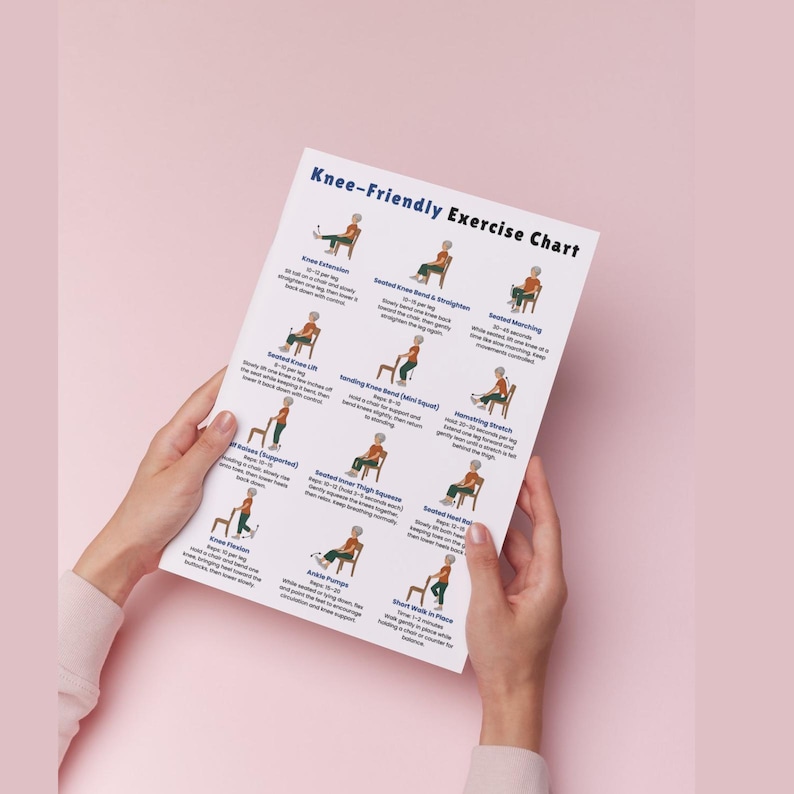 Knee Exercises for Seniors Printable, Gentle Knee Strength & Mobility ...